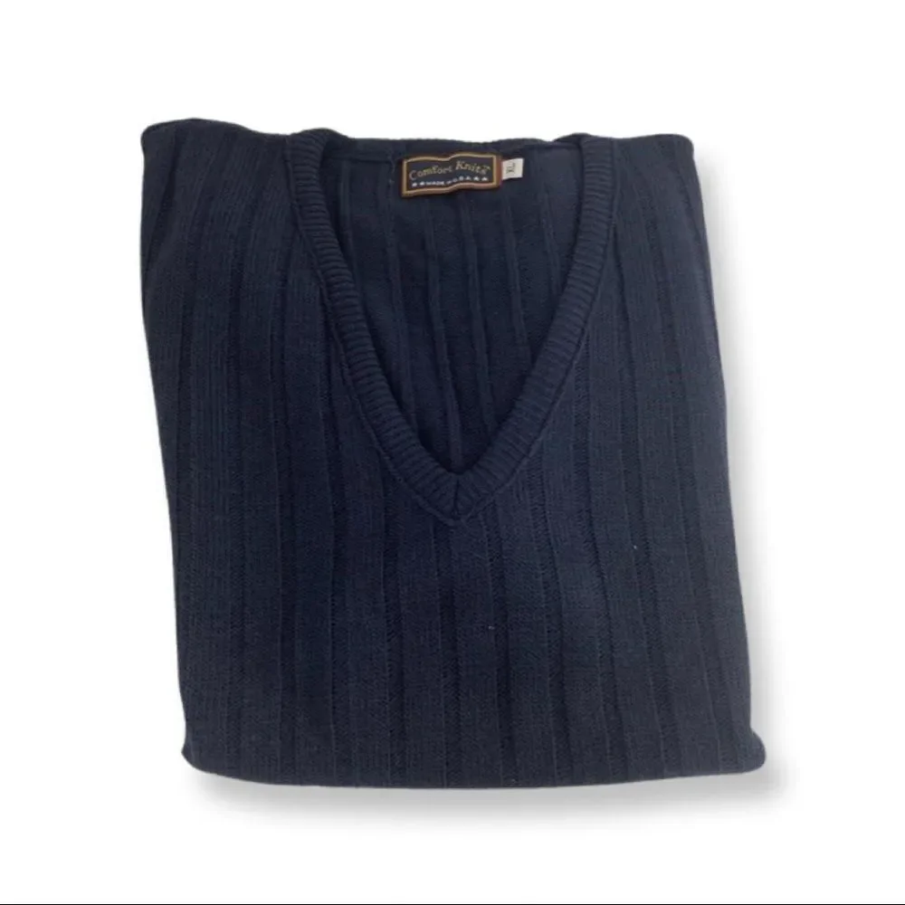 NWT Men’s Navy Blue Comfort Knits Sweater Vest - Picture 1 of 7